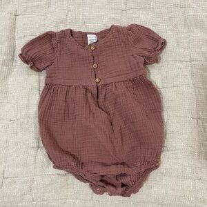 Dusty Rose Baby Romper with Buttons